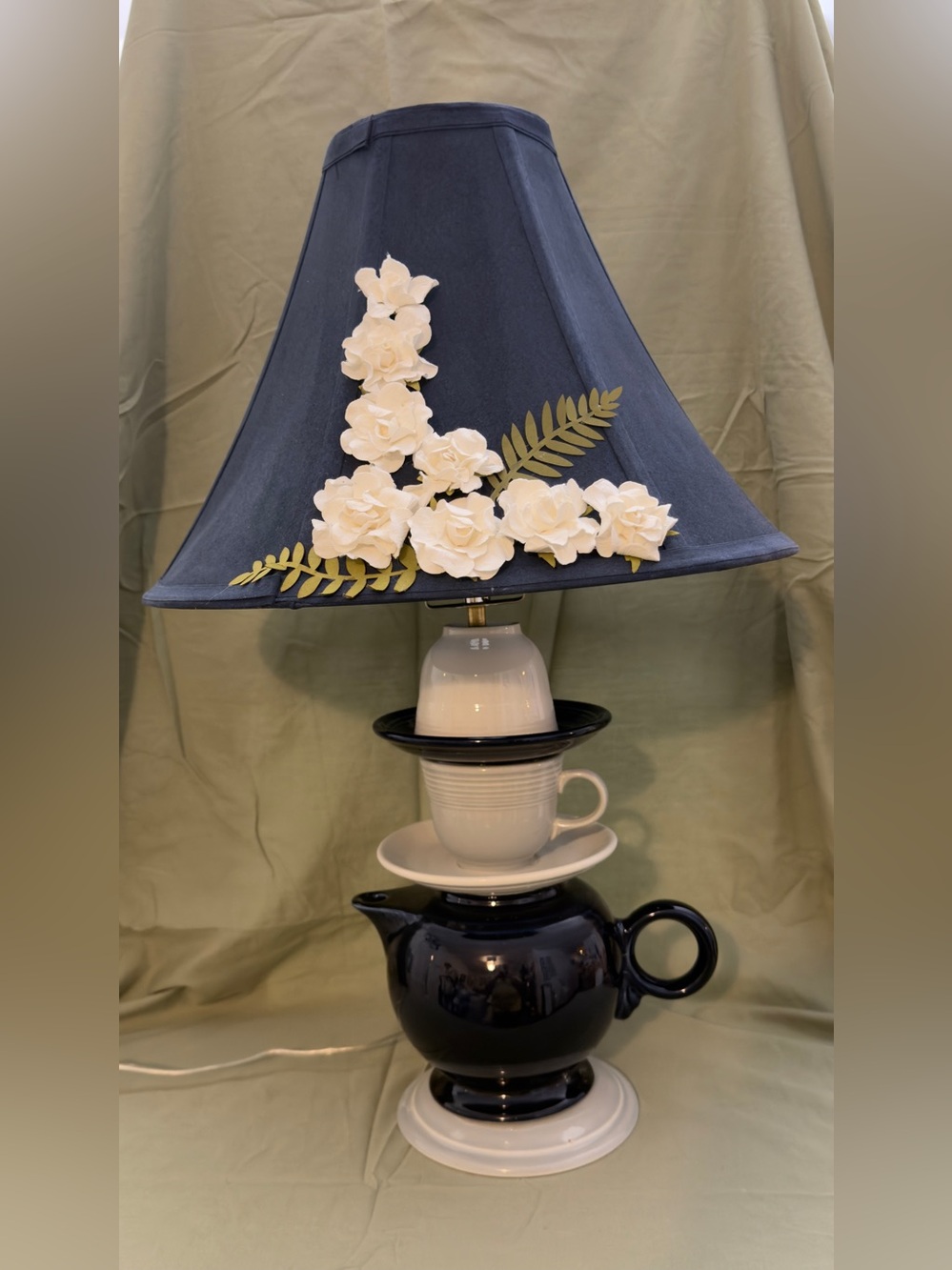 Handmade, one of a kind, Fiestaware teapot lamp